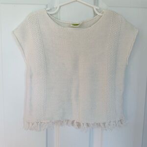 Adorable White Knit Toddler Girl Fringe Sweater - Size 3t